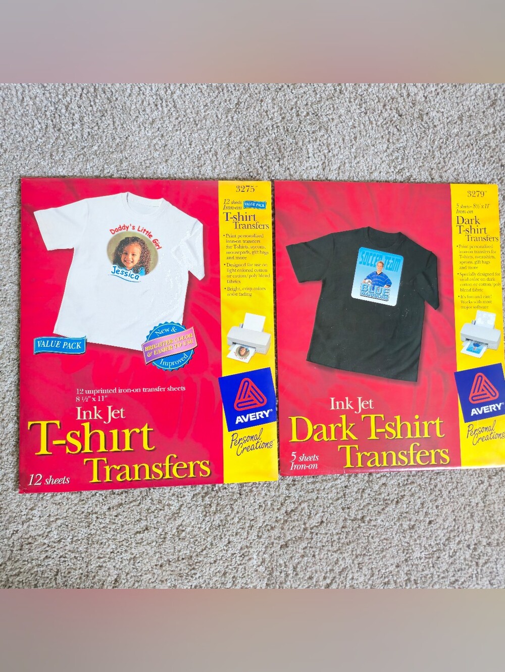 Avery Dark T-Shirt Iron-On Transfers Ink Jet New 8 1./2 in x 11 in # 3279 3275
